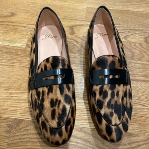 J. crew Academy penny loafers in leopard calf hair